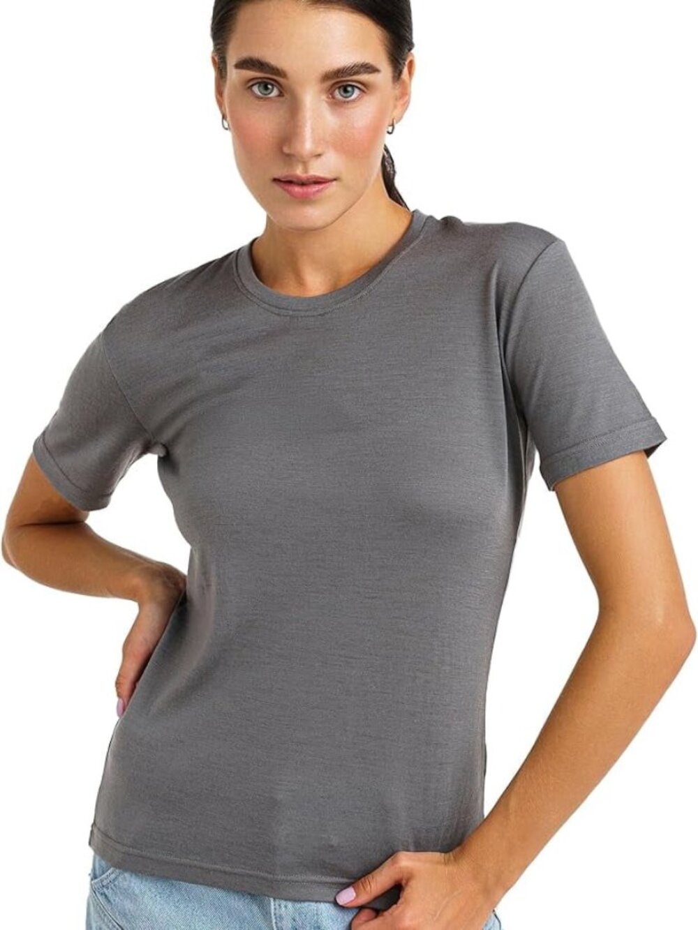 Merino.tech Women’s 100% Merino Wool T Shirt, Perfect Gray